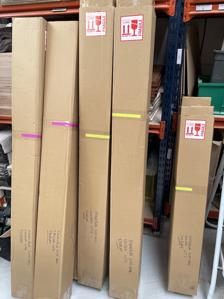 Boxes prepped with labels to identify them